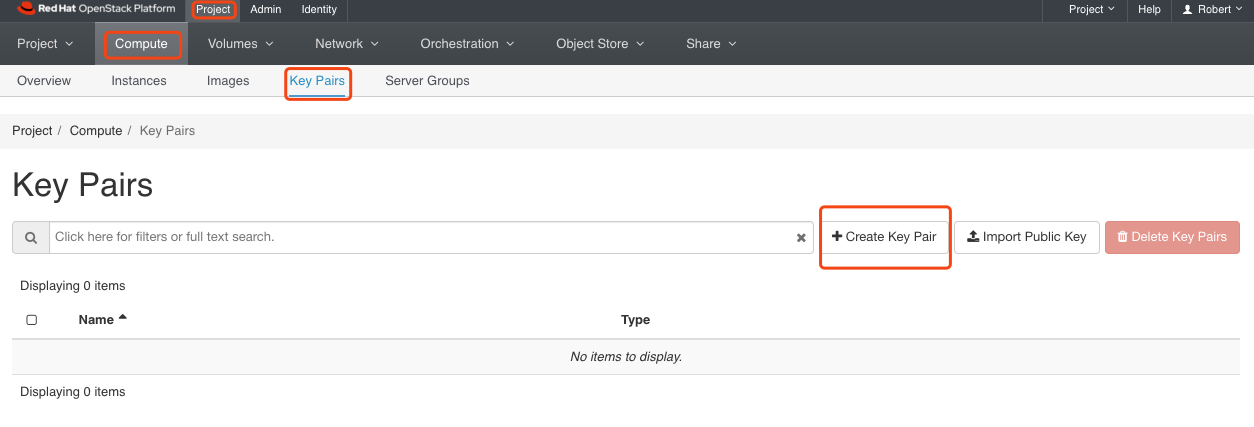 create key pairs